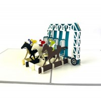 Handmade 3D Pop Up Card Horse Racing Birthday, wedding Anniversary, Valentines Day, Mother's Day, Father's Day, Blank Celebrations